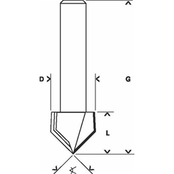 Bosch V-Nutfräser, 6mm, D1 6,35mm, L 9,2mm, G 48mm, 90° Nr. 2608628445