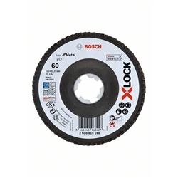 Bosch X-LOCK Fächerschleifscheibe, X571, Best for Metal, abgewinkelt Ø: 115mm K 60, 1 Stk Nr. 2608619198