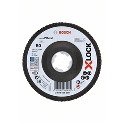 Bosch X-LOCK Fächerschleifscheibe, X571, Best for Metal, abgewinkelt Ø: 115mm K 80, 1 Stk Nr. 2608619199