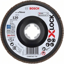 Bosch X-LOCK Fächerschleifscheibe, X571, Best for Metal, gewinkelt, Ø: 125mm, K 120, 1 Stk Nr. 2608621770