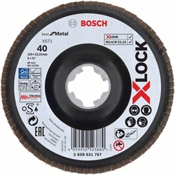 Bosch X-LOCK Fächerschleifscheibe, X571, Best for Metal, gewinkelt, Ø: 125mm, K 40, 1 Stk Nr. 2608621767