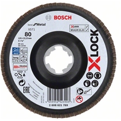 Bosch X-LOCK Fächerschleifscheibe, X571, Best for Metal, gewinkelt, Ø: 125mm, K 80, 1 Stk Nr. 2608621769