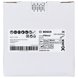 Bosch X-LOCK Fiberschleifscheibe, R574, Best for Metal, Ø: 115mm, K 36, 1 Stk Nr. 2608619154