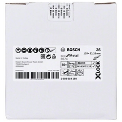 Bosch X-LOCK Fiberschleifscheibe, R574, Best for Metal, Ø: 125mm, K 36, 1 Stk Nr. 2608619160