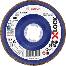 Bosch X-LOCK-Fächerschleifscheibe X551, EXPERT for Metal, K: 40, 115mm Nr. 2608619811