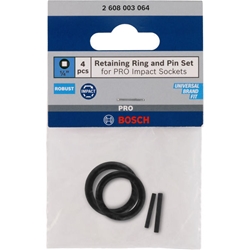 Bosch Haltering und Stift für PRO Impact Steckschlüsseleinsätze, 1/4 Zoll, 4‑tlg. Nr. 2608003064