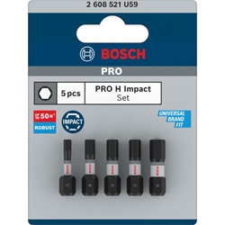 Bosch PRO Hex Impact Bit, H3, H4, H5(x2), H6, 25mm, 5-tlg. Nr. 2608521U59