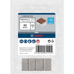 Bosch Segmente für PRO Trockenbohrkrone, 62x11,5mm, 1 1/4-Zoll UNC, 4er-Pack Nr. 2608601416