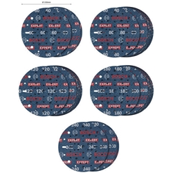 Bosch EXPERT O780 Folienschleifscheiben-Set, 150mm, G60, G80, G120, G180, G240, 55-tlg. Nr. 2608902470