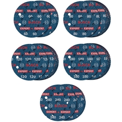 Bosch EXPERT O780 Folienschleifscheiben-Set, 125mm, G60, G80, G120, G180, G240, 55-tlg. Nr. 2608902429