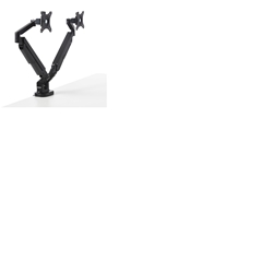 Bildschirm, Monitorhalter Doppel schwarz, Gasdruckdämpfer, max. Höhe 438mm ohne Bildschirm, für 2 Bildschirme je 27 Zoll/je bis 8kg, Lieferung mit Durchlassbefestigung und Tischklemme Nr. MON2G.40