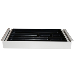 Unterbau-Schublade Stifteablage, mit Überauszug, Außenmaß H/B/T: 46/402/245mm, RAL 9006 weißaluminium Nr. TRAY.08