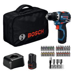 Bosch Akku-Bohrschrauber GSR 12V-32, 2x GBA 12V 2.0Ah, 36-tlg. Zubehör, Werkzeugtasche Nr. 06019N7004
