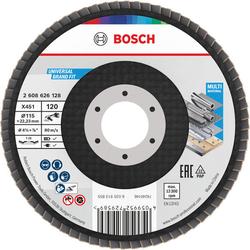 Bosch X451 Fächerschleifscheibe, 115x22,23mm, K120, Z29, 15-tlg. Nr. 2608626128