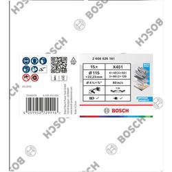 Bosch X451 Fächerschleifscheiben Set, 115x22,23mm, K40/K60/K80/K120, Z29, 15-tlg. Nr. 2608626161