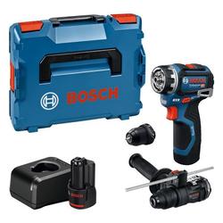 Bosch Schrauber GSR 12V-32 FC, 2x GBA 12V 2.0Ah, diverse Aufsätze, Zusatzhandgriff, Tiefenanschlag, L-BOXX Nr. 06019N7104