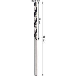 Bosch Metal HSS Spiralbohrer, 2,6x30x57mm, CYL-Schaft, 2-tlg. Nr. 2608577834