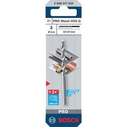 Bosch PRO Metal HSS-G Spiralbohrer, 3x33x61mm, 2er-Pack Nr. 2608577634