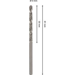 Bosch PRO Metal HSS-G Spiralbohrer, 3x33x61mm, 2er-Pack Nr. 2608577634