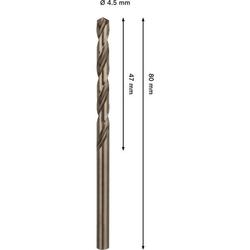 Bosch PRO Stainless Steel HSS-Co Spiralbohrer, 4,5x47x80mm Nr. 2608577598