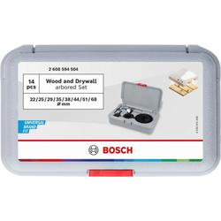 Bosch Wood and Drywall Lochsägen-Set mit Aufsteckhalter + Zentrierbohrer, 22-68x15mm, 14-tlg. Nr. 2608594504