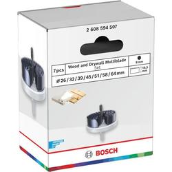 Bosch Wood and Drywall Lochsägen-Set mit Aufsteckhalter, 26/32/39/45/51/58/64x18,5mm, 7-tlg. Nr. 2608594507
