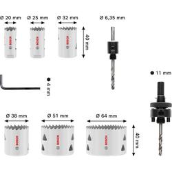 Bosch Multi Material Lochsägen-Set mit Gewinde, 20/25/32/38/51/64x40mm, 9-tlg. Nr. 2608594613