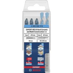 Bosch EXPERT HEX-9 Hard Ceramic und HEX-9 Multi Construction Bohrer-Set, 6mm, 5-tlg. Nr. 2608902313