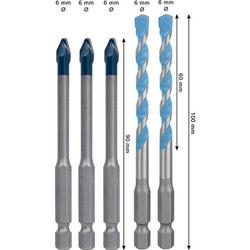 Bosch EXPERT HEX-9 Hard Ceramic und HEX-9 Multi Construction Bohrer-Set, 6mm, 5-tlg. Nr. 2608902313