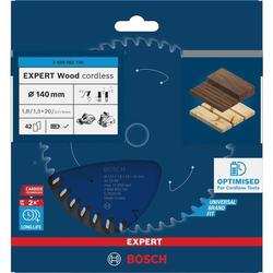Bosch EXPERT Wood Kreissägeblatt, 140x1,8x20mm, Z42 mit Reduzierring Nr. 2608902140