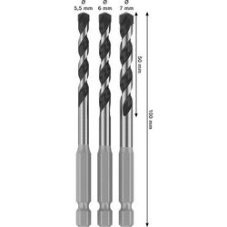 Bosch PRO HEX-5 Bohrer-Set, 5,5x100, 6x100, 7x100mm, 3-tlg. Nr. 2608707006