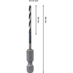 Bosch PRO Metal HSS-G Impact Spiralbohrer, 2,5x30x69mm Nr. 2608577565