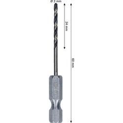 Bosch Metal HSS Spiralbohrer, 2x24x60mm, HEX 1/4\