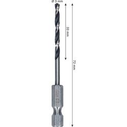 Bosch Metal HSS Spiralbohrer, 3x33x72mm, HEX 1/4\