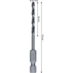 Bosch Metal HSS Spiralbohrer, 3,2x36x75mm, HEX 1/4\
