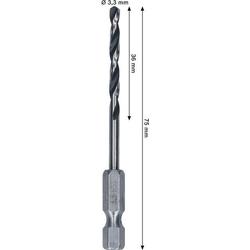 Bosch Metal HSS Spiralbohrer, 3,3x36x75mm, HEX 1/4\
