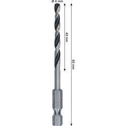 Bosch Metal HSS Spiralbohrer, 4x43x83mm, HEX 1/4\