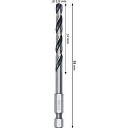 Bosch Metal HSS Spiralbohrer, 5,5x57x98mm, HEX 1/4\