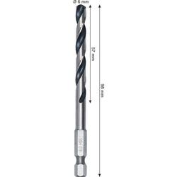 Bosch Metal HSS Spiralbohrer, 6x57x98mm, HEX 1/4\