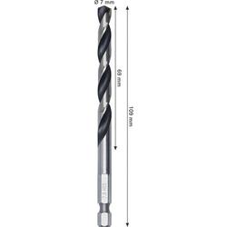 Bosch Metal HSS Spiralbohrer, 7x69x109mm, HEX 1/4\