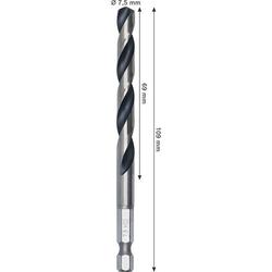 Bosch Metal HSS Spiralbohrer, 7,5x69x109mm, HEX 1/4\