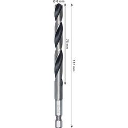 Bosch Metal HSS Spiralbohrer, 8x75x117mm, HEX 1/4\