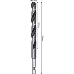 Bosch Metal HSS Spiralbohrer, 9x81x125mm, HEX 1/4\