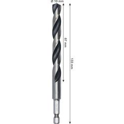 Bosch Metal HSS Spiralbohrer, 10x87x133mm, HEX 1/4\