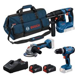 Bosch Combo Kit Set mit 3 18V-Werkzeugen: GSB + GBH + GWS + 2x GBA 4.0Ah + GAL18V-40 Nr. 0615A500AG