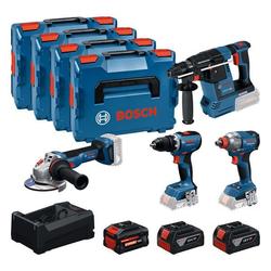 Bosch Combi-Set 18V, 4-teiliges Werkzeug-Kombiset mit Koffern und Akkus Nr. 0615A500BJ