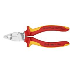 Knipex Kombizange Chrom-Vanadin isoliert mit Mehrkomponenten-Hüllen, VDE-geprüft verchromt 160 mm Nr. 01 06 160