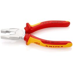 Knipex Kombizange Chrom-Vanadin isoliert mit Mehrkomponenten-Hüllen, VDE-geprüft verchromt 190 mm Nr. 01 06 190