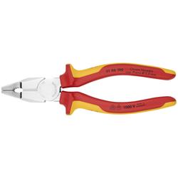 Knipex Kombizange Chrom-Vanadin isoliert mit Mehrkomponenten-Hüllen, VDE-geprüft verchromt 190 mm Nr. 01 06 190