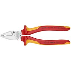 Knipex Kraft-Kombizange isoliert mit Mehrkomponenten-Hüllen, VDE-geprüft verchromt 180 mm Nr. 02 06 180